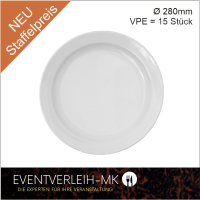 Dinnerteller, flach dm 28cm - (Weiss ohne Muster)*